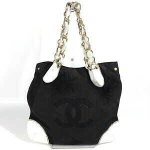 CHANEL CC Mark Bicolor Shoulder Tote Bag Shoulder Bag Black/White